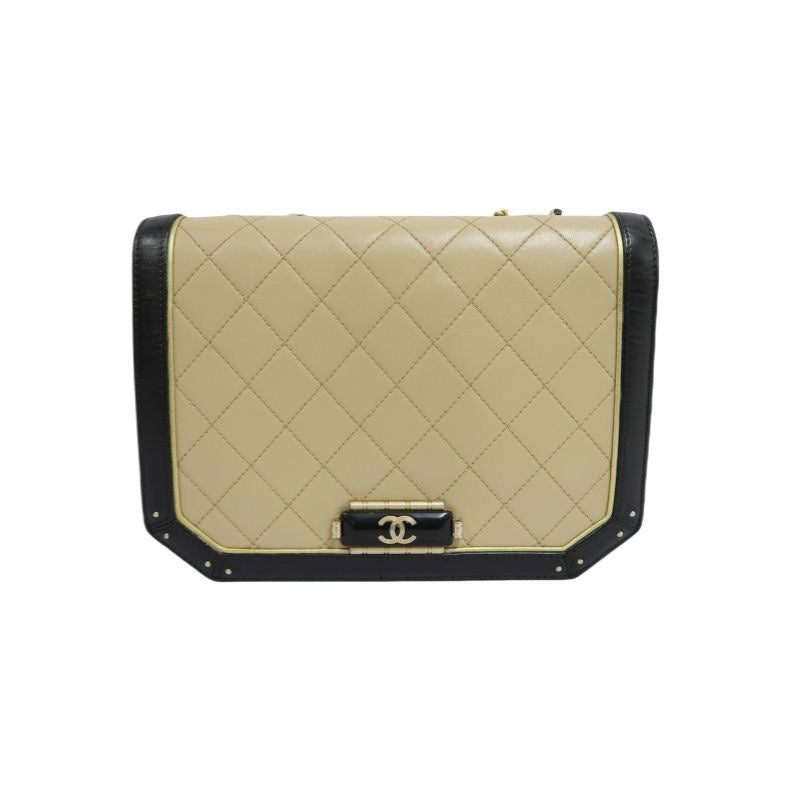 Chanel Matelasse Lambskin Beige/Black Crossbody Bag