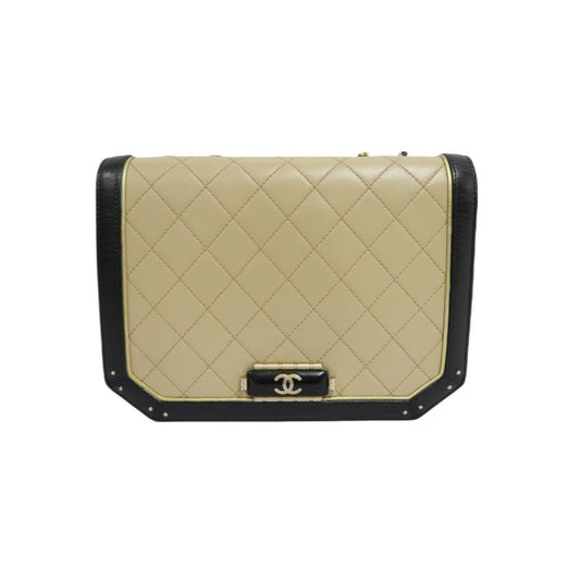 Chanel Matelasse Lambskin Beige/Black Crossbody Bag