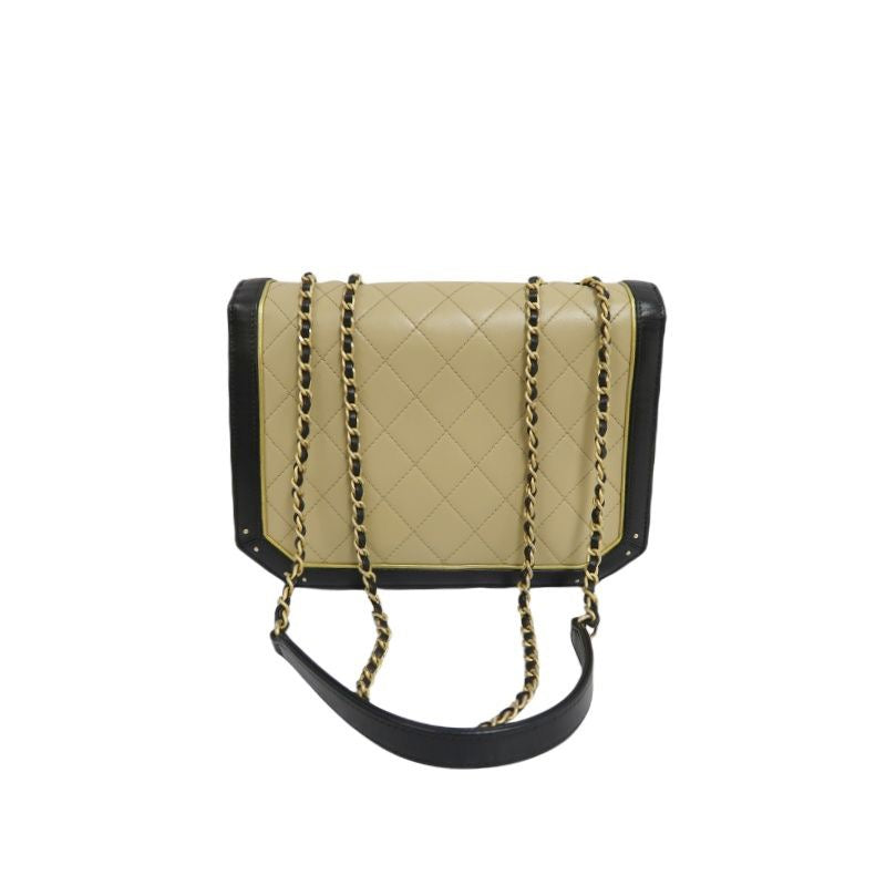 Chanel Matelasse Lambskin Beige/Black Crossbody Bag
