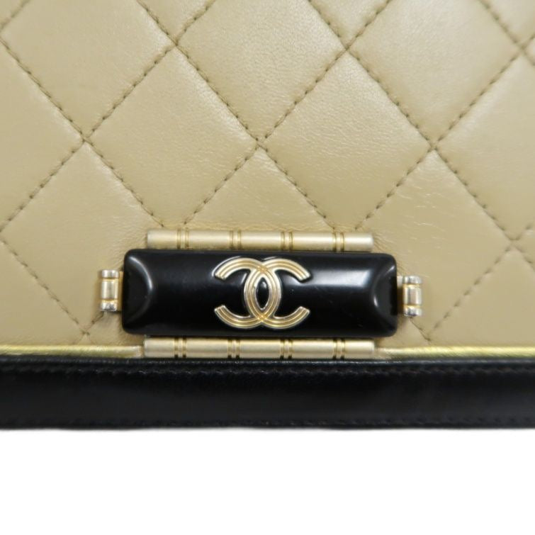 Chanel Matelasse Lambskin Beige/Black Crossbody Bag