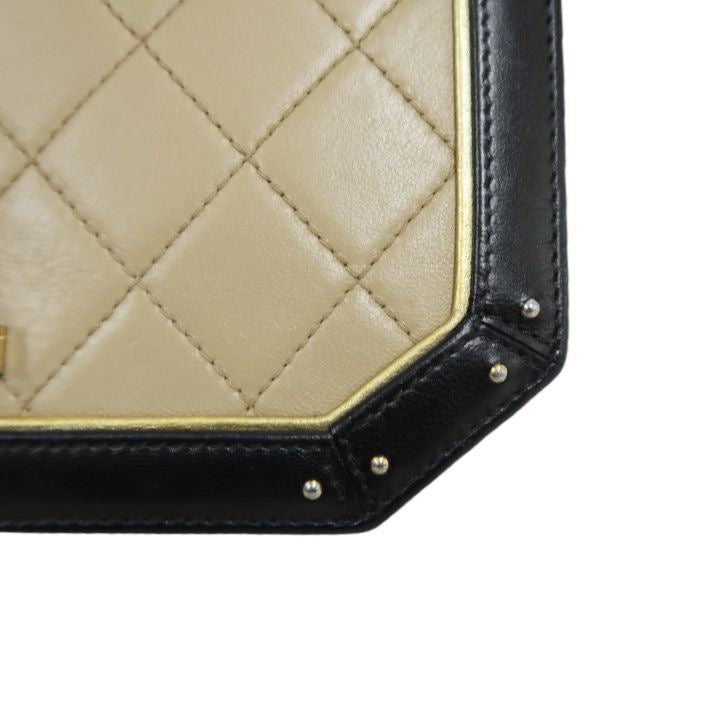 Chanel Matelasse Lambskin Beige/Black Crossbody Bag