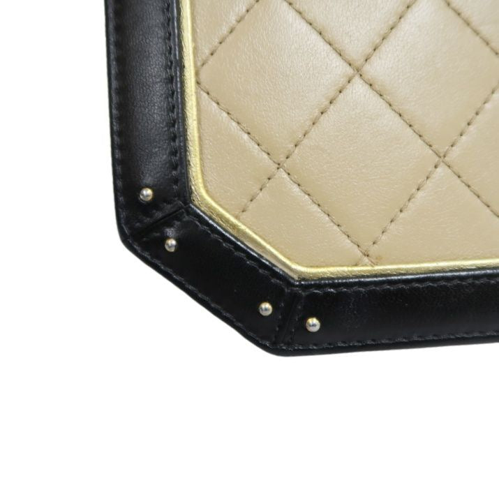 Chanel Matelasse Lambskin Beige/Black Crossbody Bag
