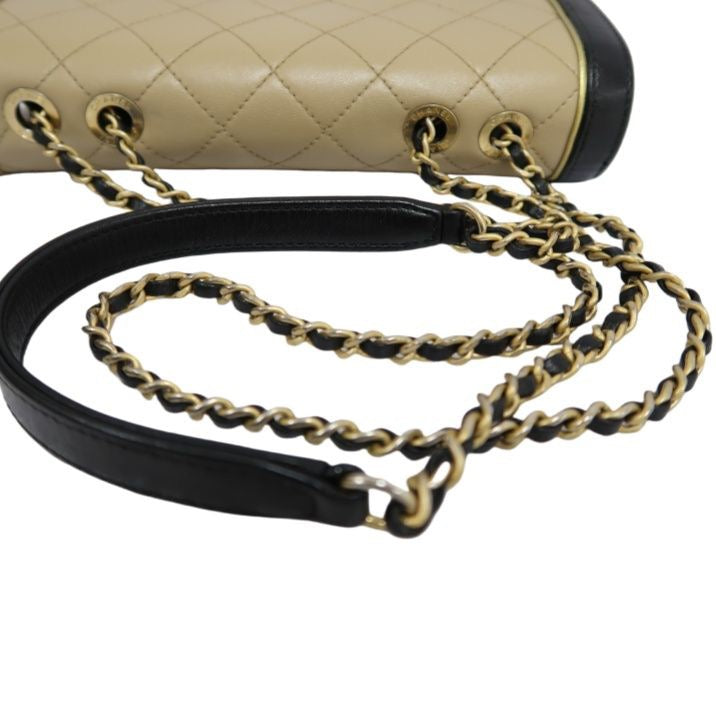 Chanel Matelasse Lambskin Beige/Black Crossbody Bag
