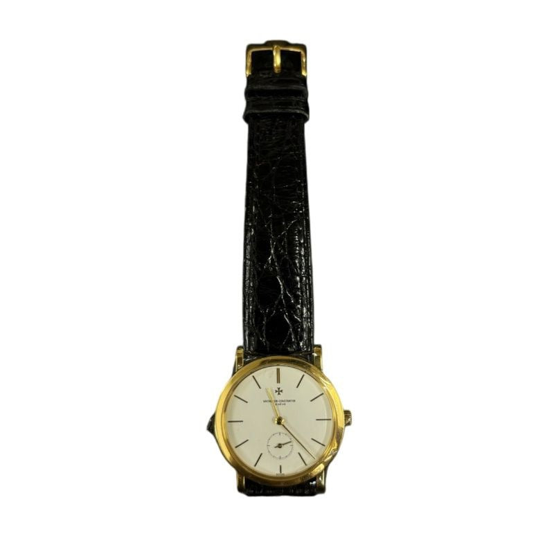 VACHERON CONSTANTIN Watch Black leather strap watch Model: 92240/000J-8163 YG / Leather (Non-exportable material) Essential Small Seconds Strap: non-original Buckle: original 750 gold Serial number: 674525 Manual winding White dial