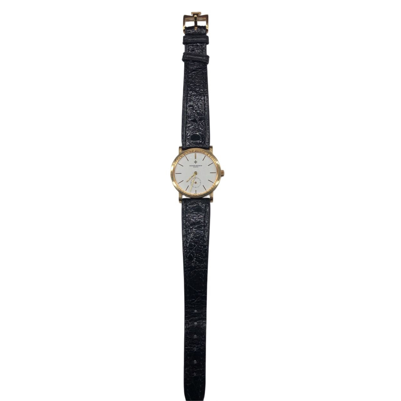 VACHERON CONSTANTIN Watch Black leather strap watch Model: 92240/000J-8163 YG / Leather (Non-exportable material) Essential Small Seconds Strap: non-original Buckle: original 750 gold Serial number: 674525 Manual winding White dial