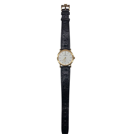 VACHERON CONSTANTIN Watch Black leather strap watch Model: 92240/000J-8163 YG / Leather (Non-exportable material) Essential Small Seconds Strap: non-original Buckle: original 750 gold Serial number: 674525 Manual winding White dial