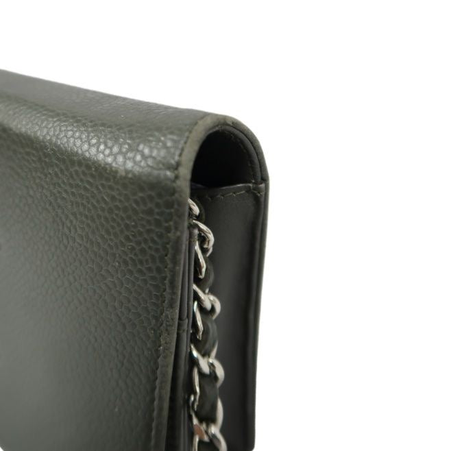 Chanel Shoulder Crossbody Bag, Grey Caviar Leather, Flap Design, Silver Hardware, With Authenticity Card, Luxury Classic Handbag