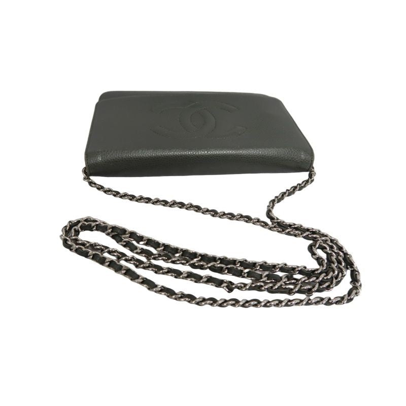 Chanel Shoulder Crossbody Bag, Grey Caviar Leather, Flap Design, Silver Hardware, With Authenticity Card, Luxury Classic Handbag