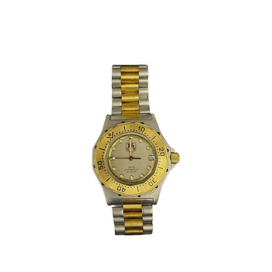 TAG HEUER Men's watch Silver tone Damaged box included Two‑tone (gold & silver) bracelet Model: 934.213 SS / GP 3000 Series Professional Quartz Silver dial Not running (no operation guarantee)