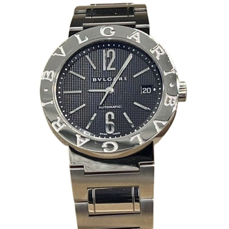 BVLGARI Men's silver watch With box Silver bracelet, black dial Model: BB38SSAUTO Stainless steel / Stainless steel Bulgari Bulgari L14503 Automatic movement Black dial Coated Scratches