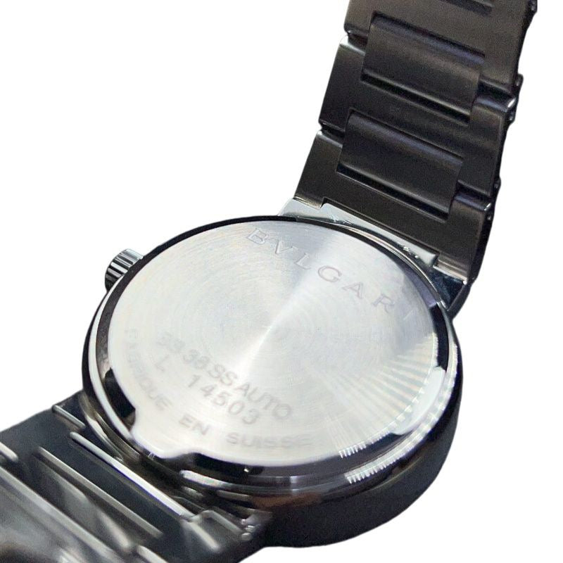 BVLGARI Men's silver watch With box Silver bracelet, black dial Model: BB38SSAUTO Stainless steel / Stainless steel Bulgari Bulgari L14503 Automatic movement Black dial Coated Scratches