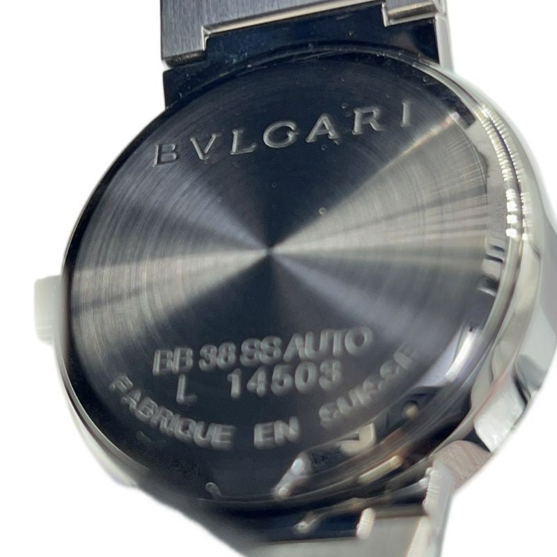 BVLGARI Men's silver watch With box Silver bracelet, black dial Model: BB38SSAUTO Stainless steel / Stainless steel Bulgari Bulgari L14503 Automatic movement Black dial Coated Scratches