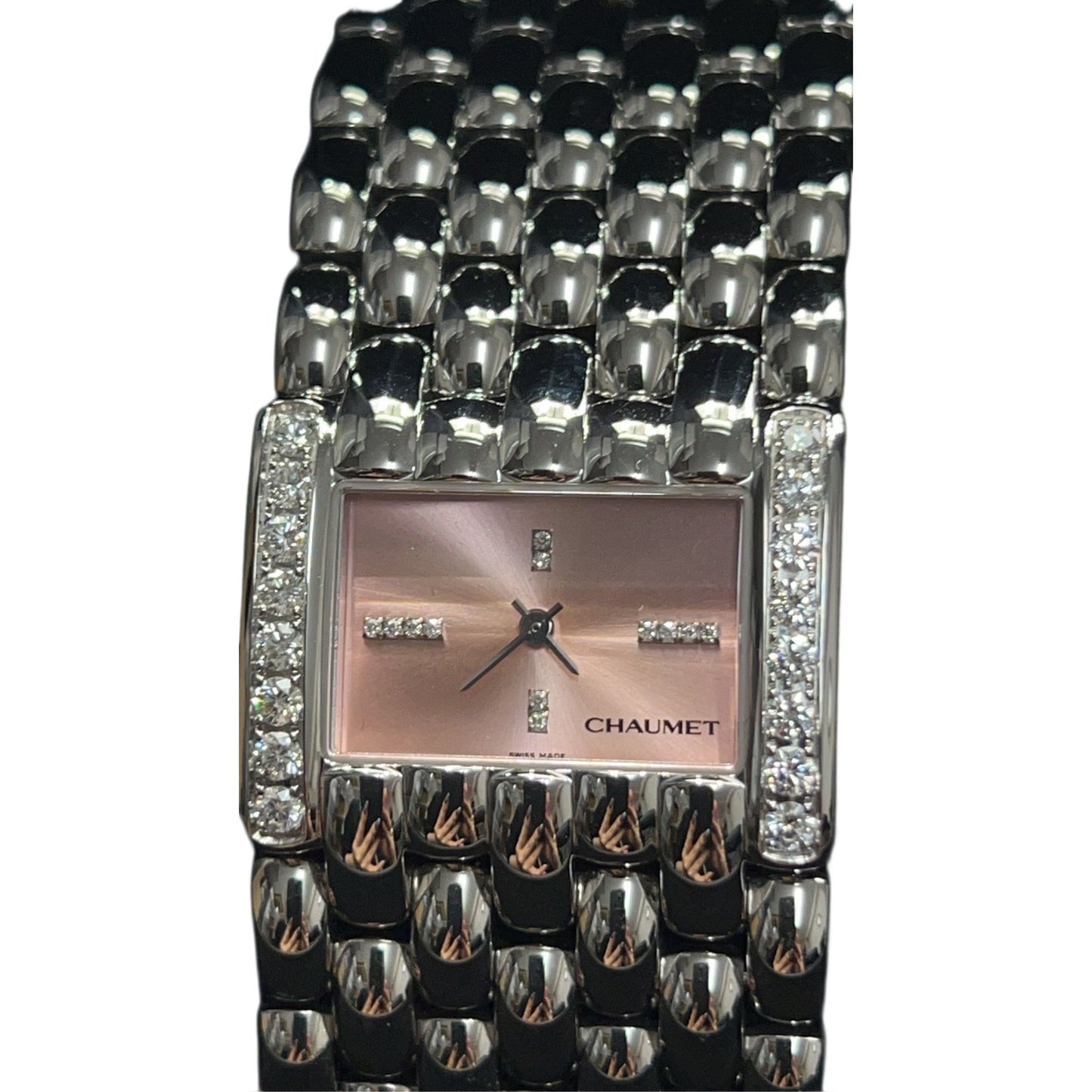 CHAUMET Class One Extra Large size Side diamonds With extra links Silver