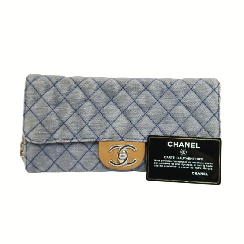 Chanel Blue Denim Canvas Classic Flap Crossbody Bag with Silver Hardware