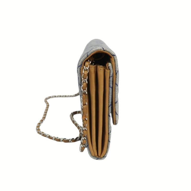 Chanel Blue Denim Canvas Classic Flap Crossbody Bag with Silver Hardware