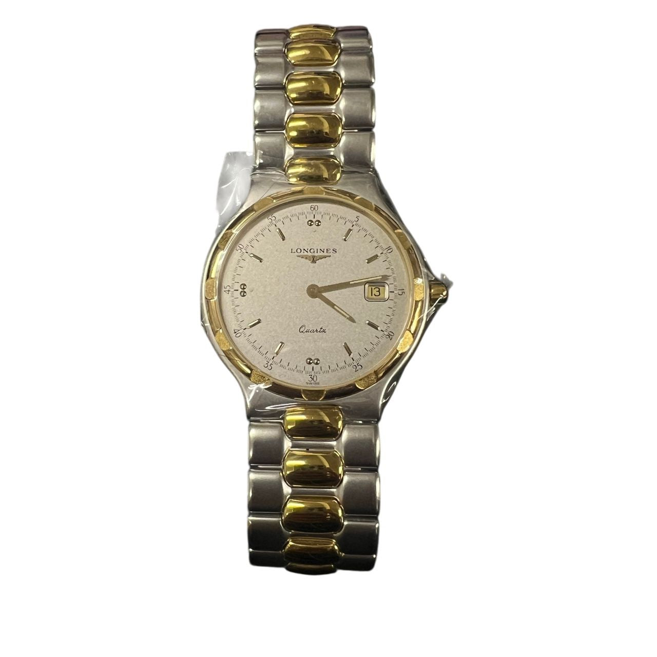LONGINES Silver/Gold watch With box  Model: L1.614.3 Stainless steel / Gold plated Conquest Ref: 27180126 Quartz movement Silver dial Not working (no operation guarantee)