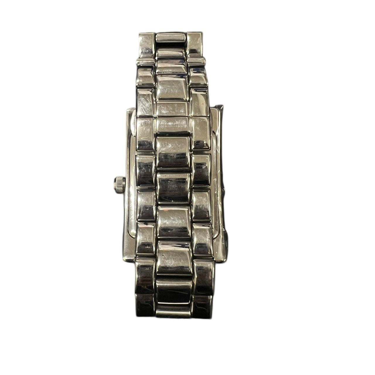 ARMANI Men's watch Silver bracelet Black square dial With boxModel: AR-0156 Stainless steel / Stainless steel Quartz movement Black dial Stains inside the glass, not running (No operation guarantee)