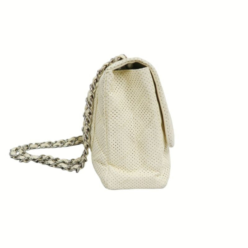 Chanel Perforated Classic Flap Crossbody Bag in White Lambskin