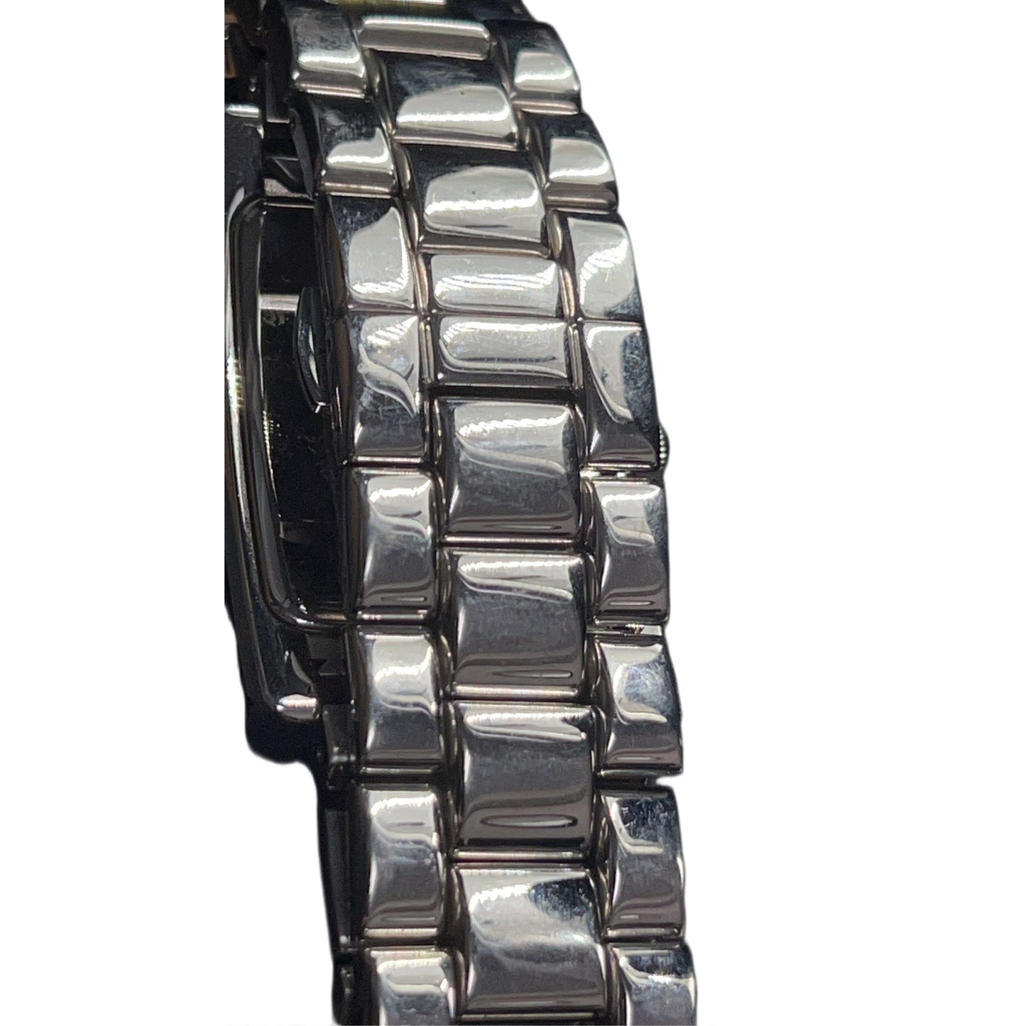 ARMANI Men's watch Silver bracelet Black square dial With boxModel: AR-0156 Stainless steel / Stainless steel Quartz movement Black dial Stains inside the glass, not running (No operation guarantee)
