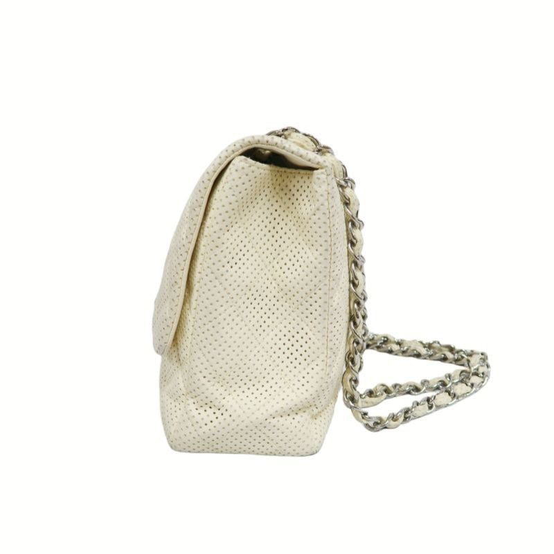 Chanel Perforated Classic Flap Crossbody Bag in White Lambskin