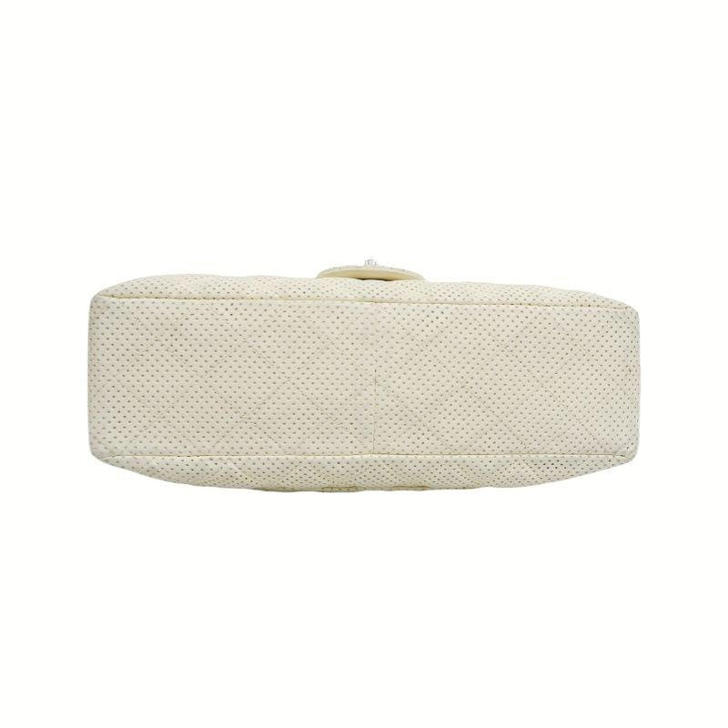 Chanel Perforated Classic Flap Crossbody Bag in White Lambskin