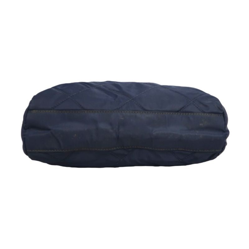 PRADA Chain Shoulder Bag, Nylon, Navy, Gold Hardware, with dust bag.