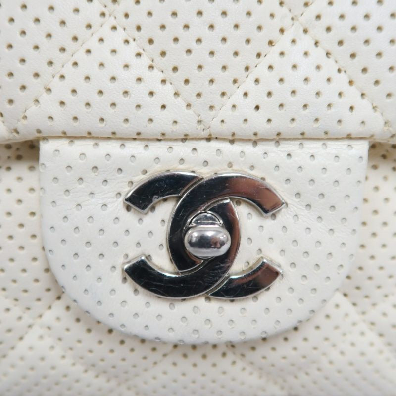 Chanel Perforated Classic Flap Crossbody Bag in White Lambskin