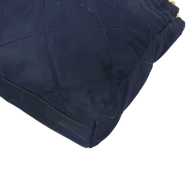 PRADA Chain Shoulder Bag, Nylon, Navy, Gold Hardware, with dust bag.
