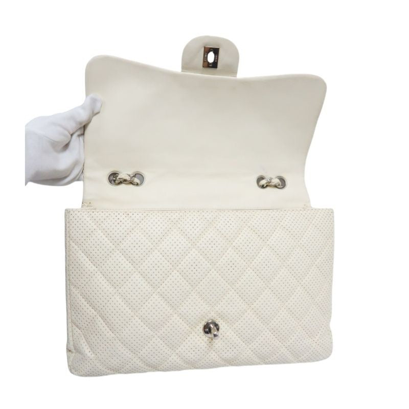 Chanel Perforated Classic Flap Crossbody Bag in White Lambskin