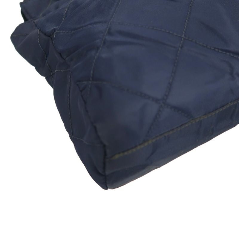 PRADA Chain Shoulder Bag, Nylon, Navy, Gold Hardware, with dust bag.