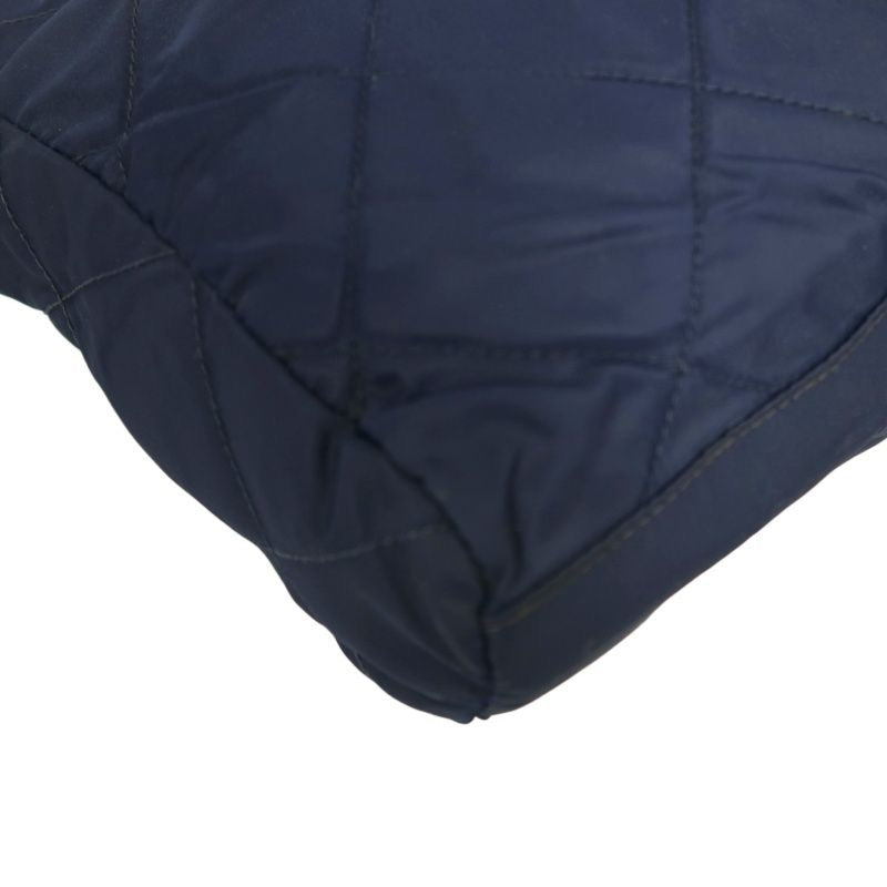 PRADA Chain Shoulder Bag, Nylon, Navy, Gold Hardware, with dust bag.