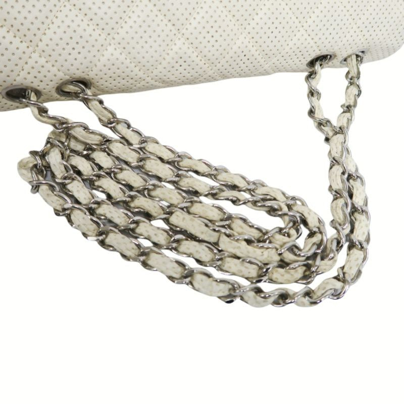 Chanel Perforated Classic Flap Crossbody Bag in White Lambskin