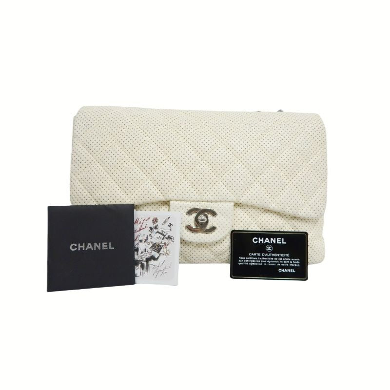 Chanel Perforated Classic Flap Crossbody Bag in White Lambskin