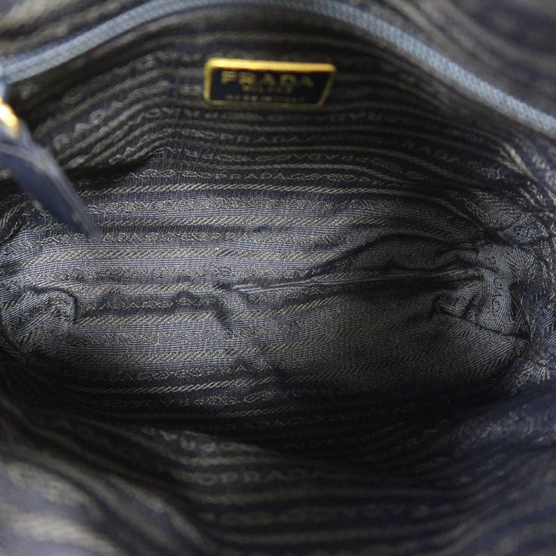 PRADA Chain Shoulder Bag, Nylon, Navy, Gold Hardware, with dust bag.