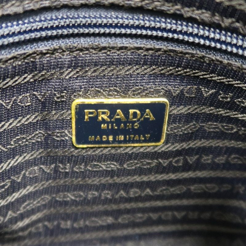 PRADA Chain Shoulder Bag, Nylon, Navy, Gold Hardware, with dust bag.
