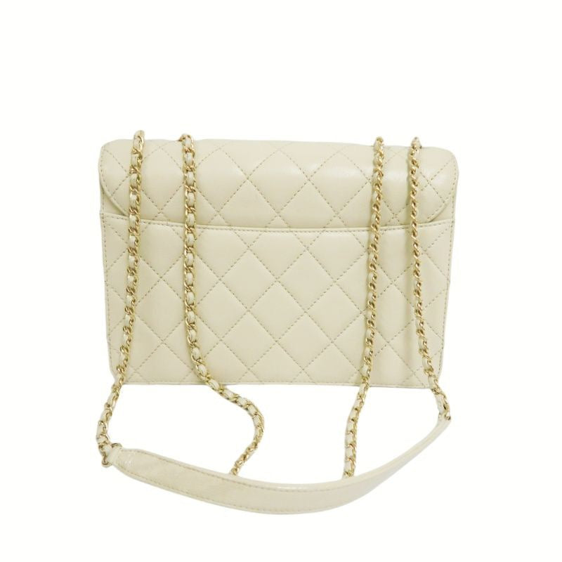 CHANEL Classic Flap Shoulder Bag, Off-white Lambskin, Quilted Pattern, Gold-tone Hardware