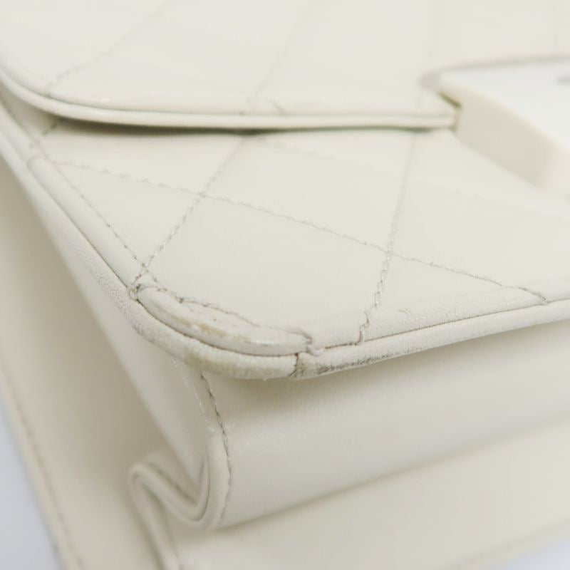 CHANEL Classic Flap Shoulder Bag, Off-white Lambskin, Quilted Pattern, Gold-tone Hardware