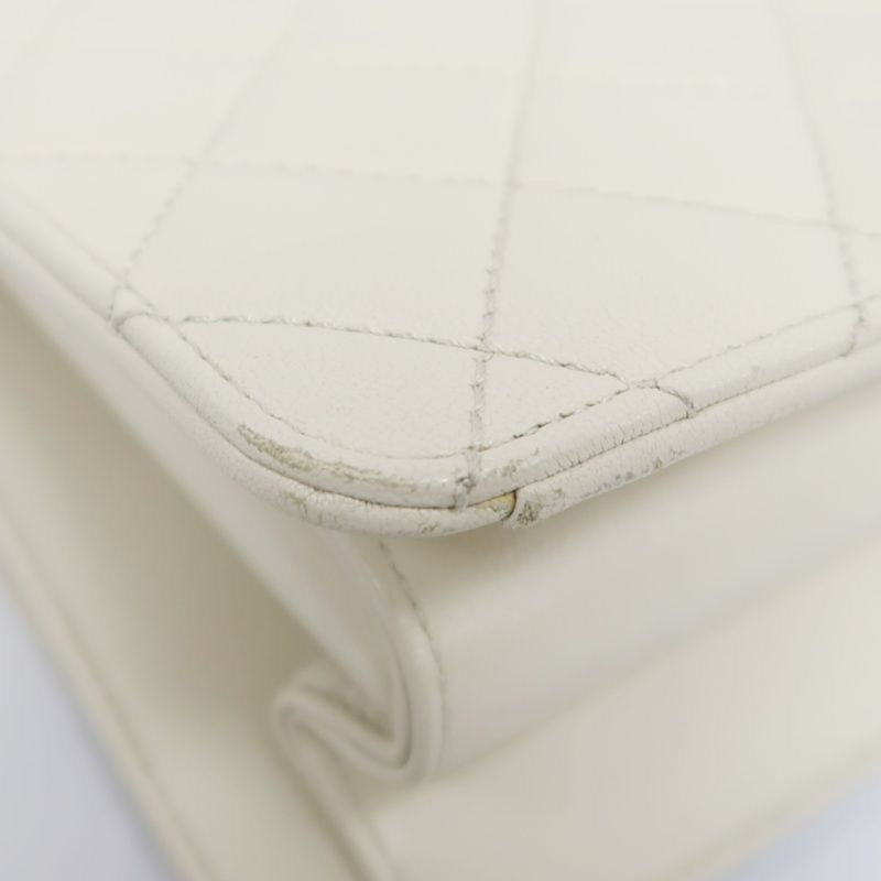 CHANEL Classic Flap Shoulder Bag, Off-white Lambskin, Quilted Pattern, Gold-tone Hardware