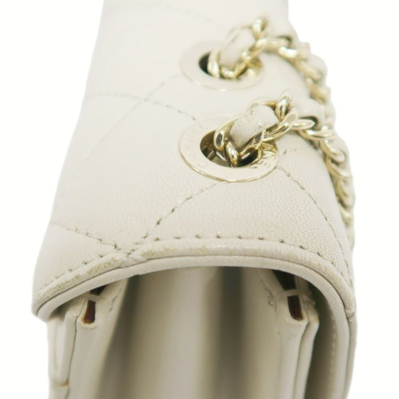 CHANEL Classic Flap Shoulder Bag, Off-white Lambskin, Quilted Pattern, Gold-tone Hardware