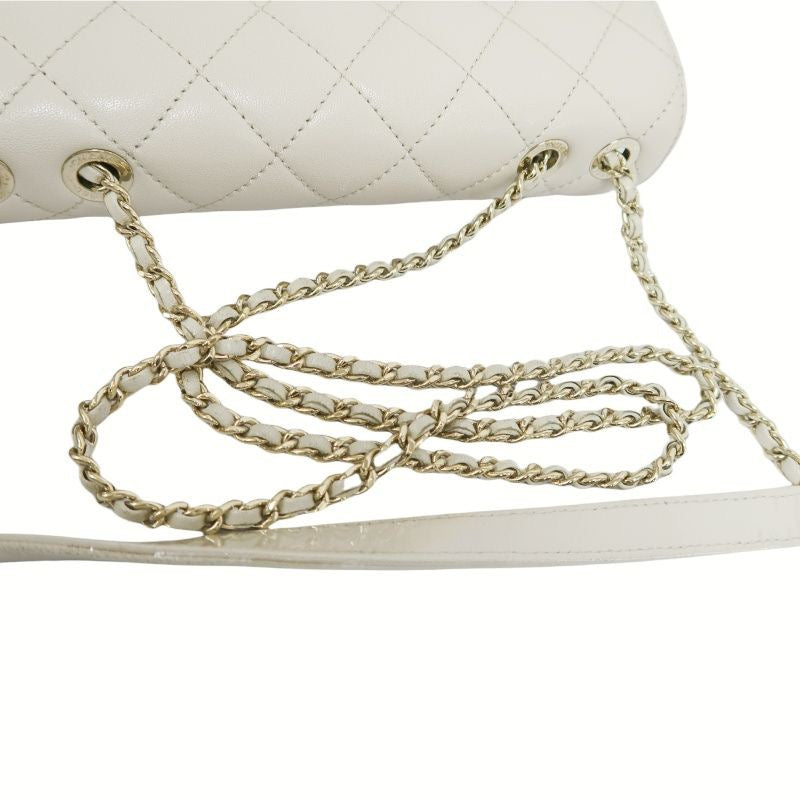 CHANEL Classic Flap Shoulder Bag, Off-white Lambskin, Quilted Pattern, Gold-tone Hardware