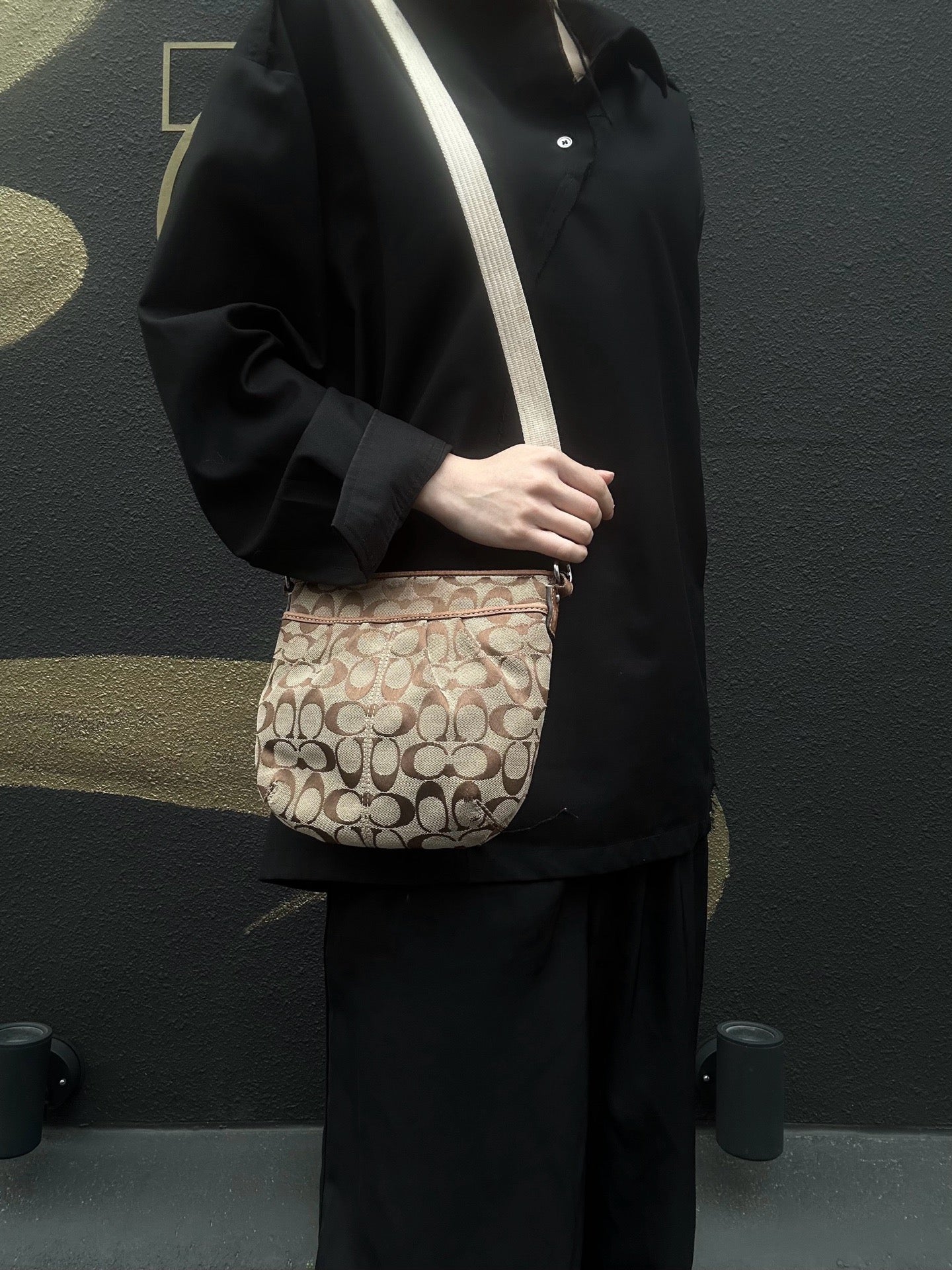 COACH Brown Signature Canvas Crossbody Bag