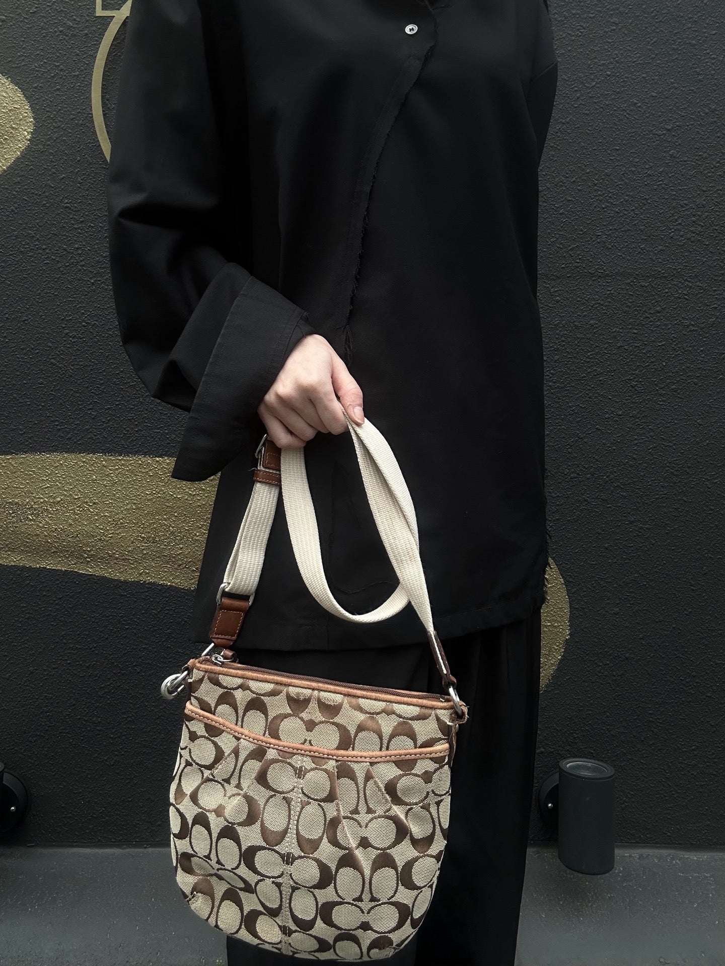 COACH Brown Signature Canvas Crossbody Bag