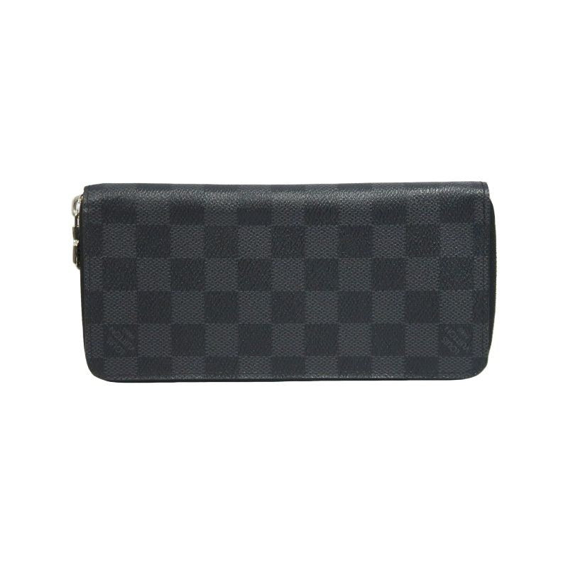 LOUIS VUITTON Zippy Wallet Vertical, Damier Graphite, Long Wallet, Black, Silver Hardware