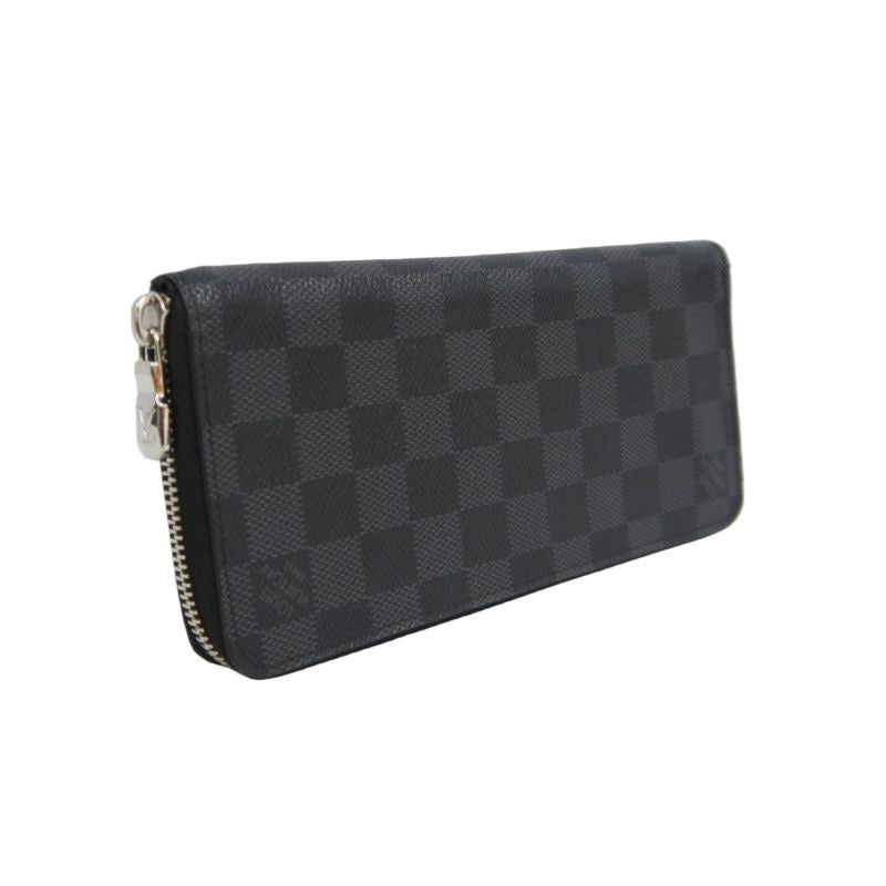 LOUIS VUITTON Zippy Wallet Vertical, Damier Graphite, Long Wallet, Black, Silver Hardware