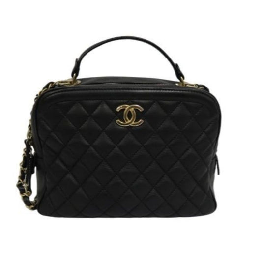 CHANEL Quilted Vanity Handbag, Black Lambskin, Gold-tone Hardware