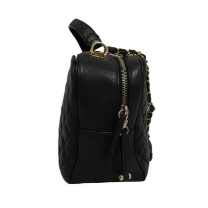 CHANEL Quilted Vanity Handbag, Black Lambskin, Gold-tone Hardware