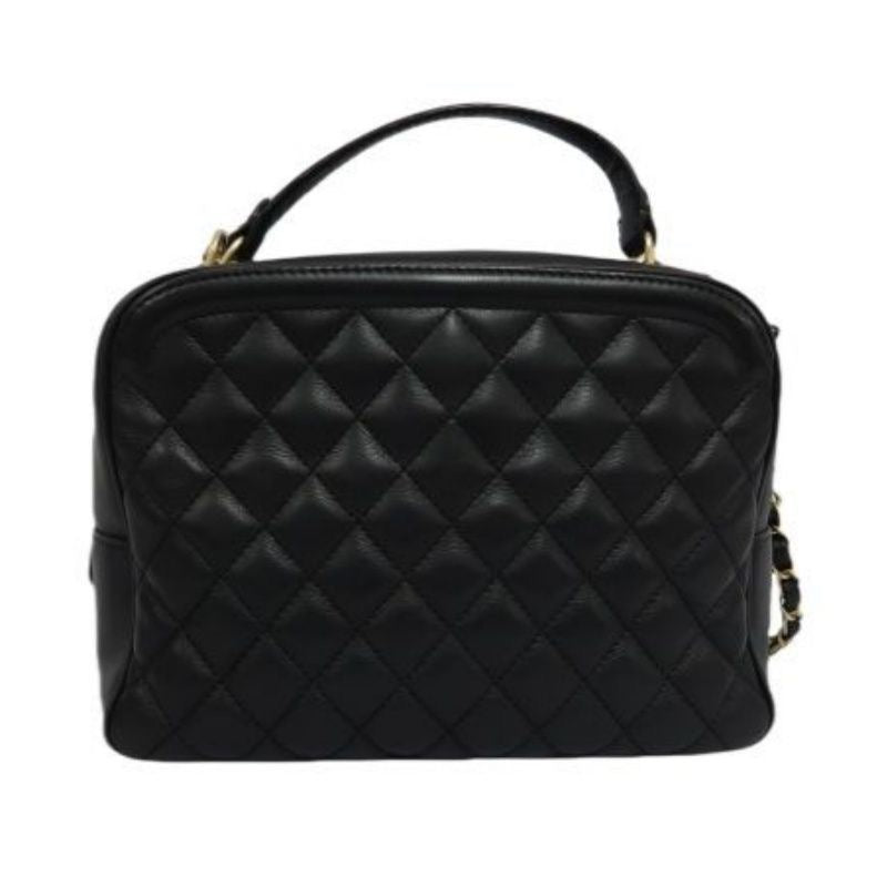 CHANEL Quilted Vanity Handbag, Black Lambskin, Gold-tone Hardware