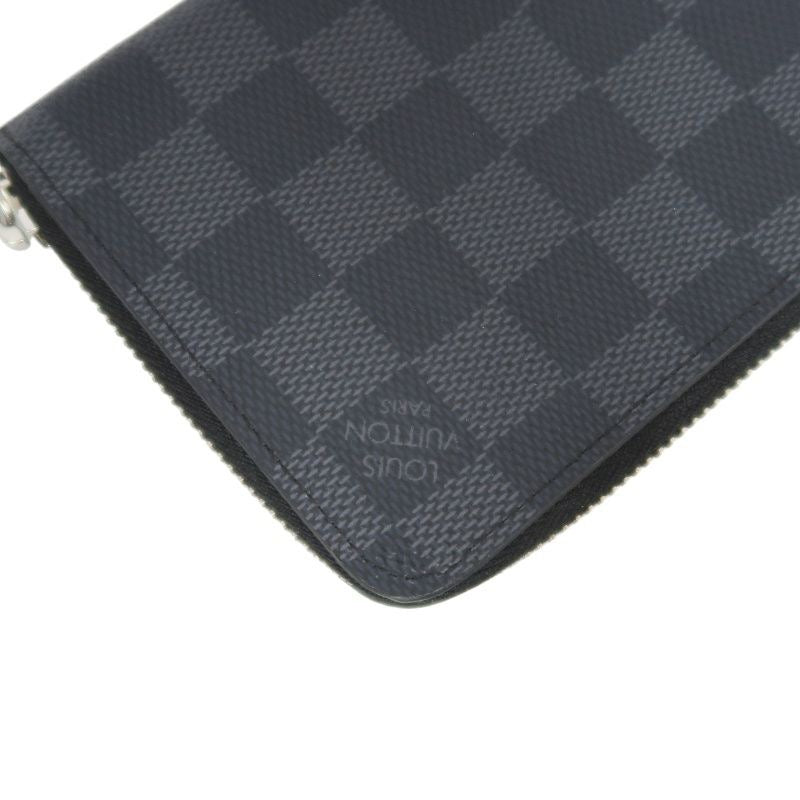 LOUIS VUITTON Zippy Wallet Vertical, Damier Graphite, Long Wallet, Black, Silver Hardware