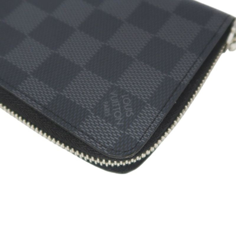 LOUIS VUITTON Zippy Wallet Vertical, Damier Graphite, Long Wallet, Black, Silver Hardware
