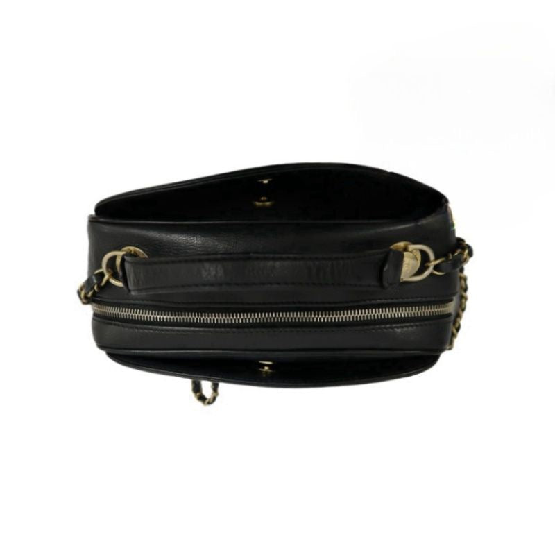 CHANEL Quilted Vanity Handbag, Black Lambskin, Gold-tone Hardware